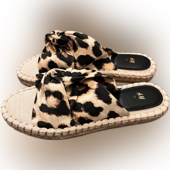 H&M Leopard Print Sandals - Black and Tan - Picture 3 of 5